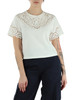 BIANCO | T-shirt cropped in cotone con ricami a intarsio