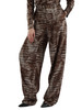 MARRONE | Pantaloni oversize stampati in viscosa stretch