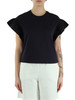 BLU SCURO | T-shirt in cotone con maniche a volant