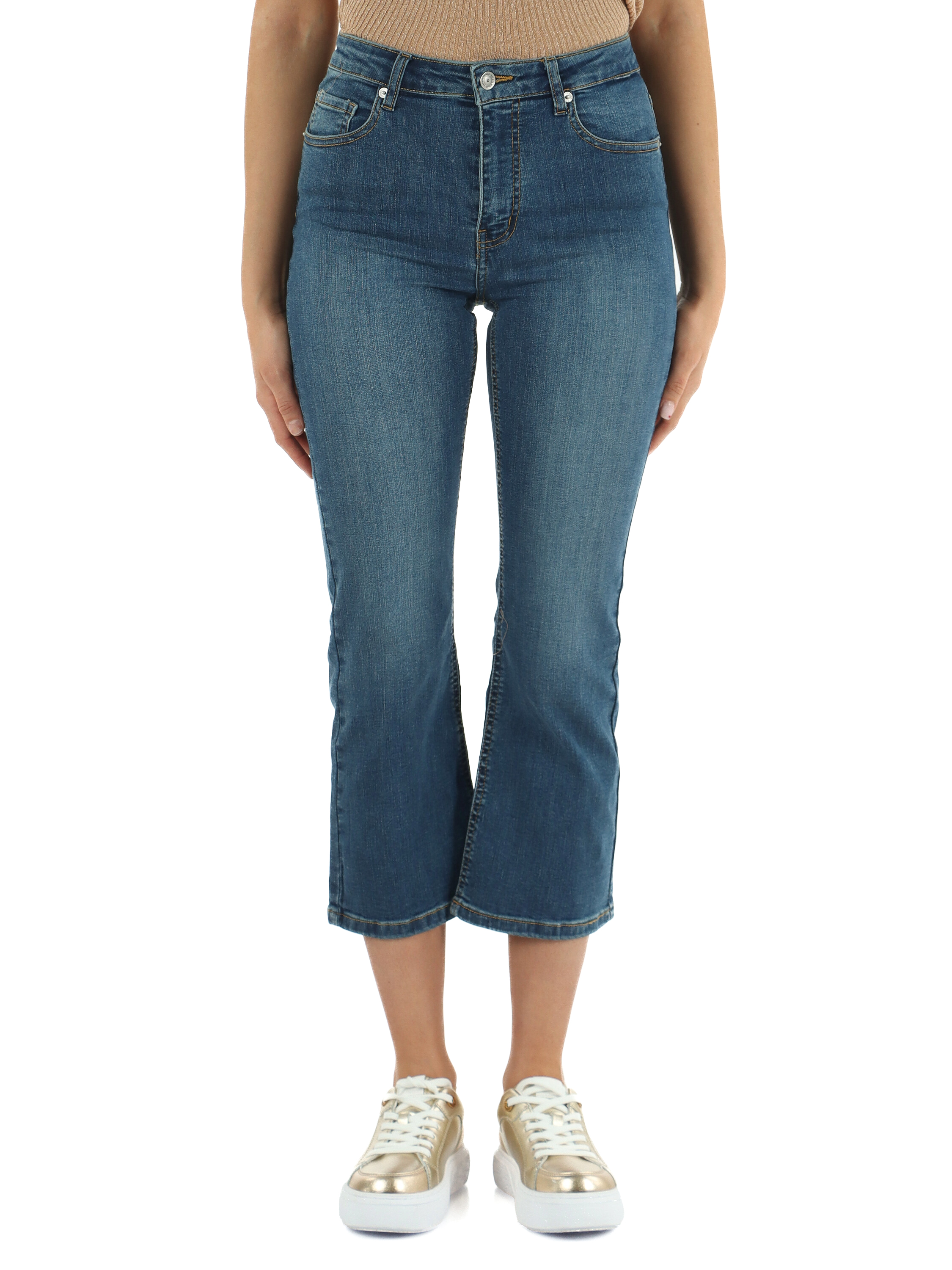 Pantalone jeans cinque tasche FLARE PEONIA CROPPED - Main Image