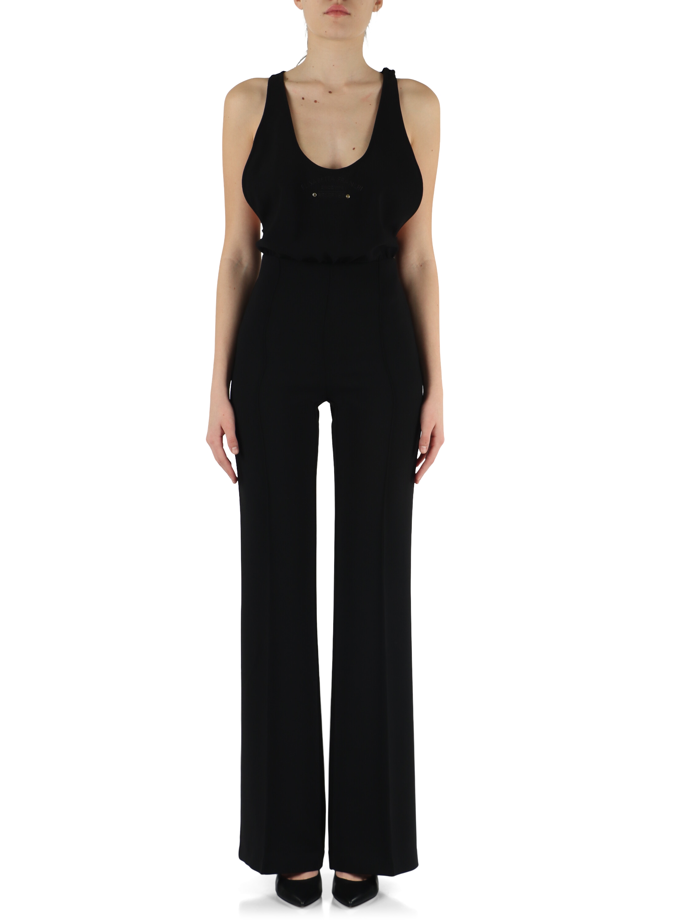 Tuta in crepe con ricamo logo