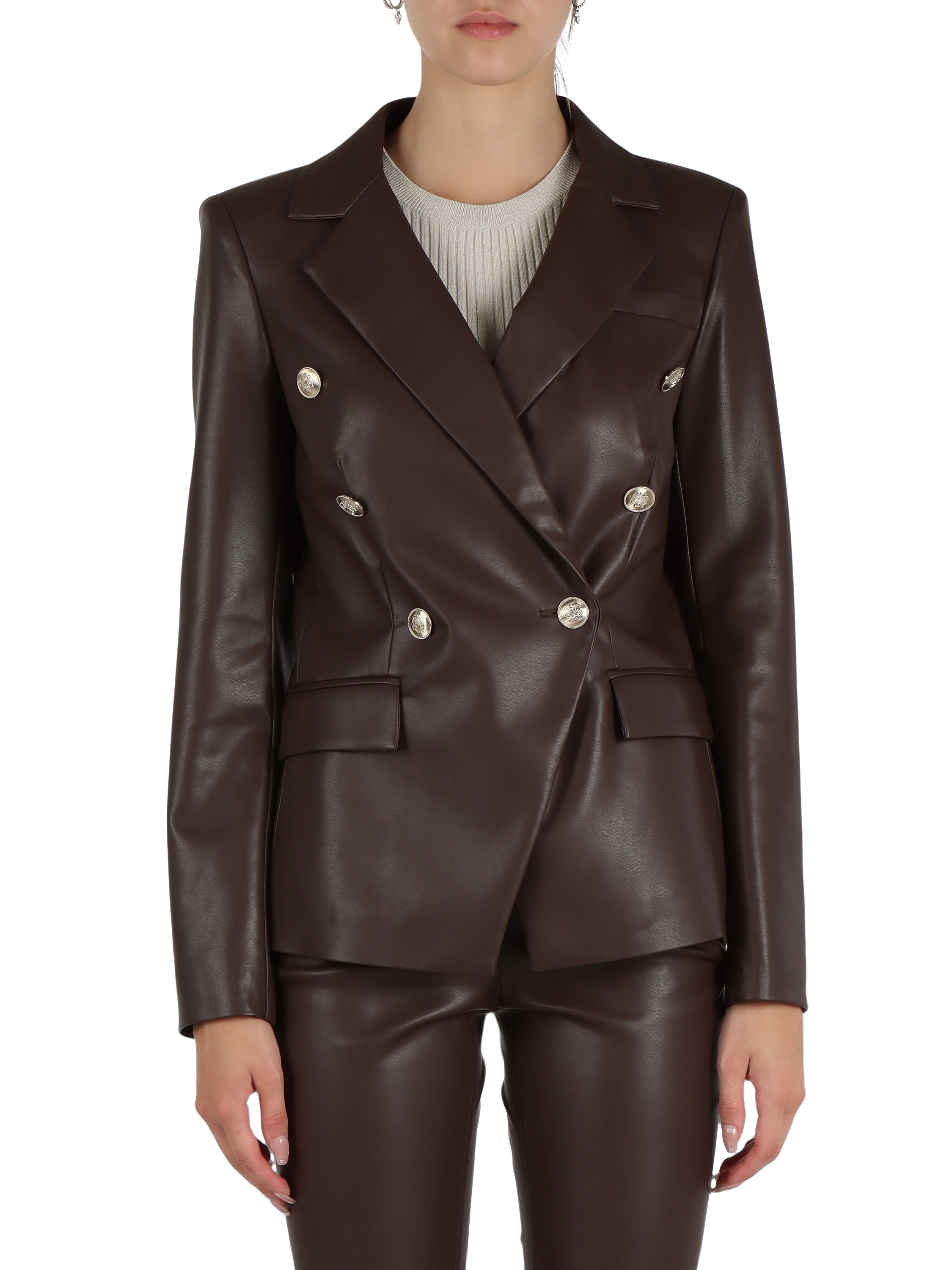 Giacca doppiopetto in ecopelle