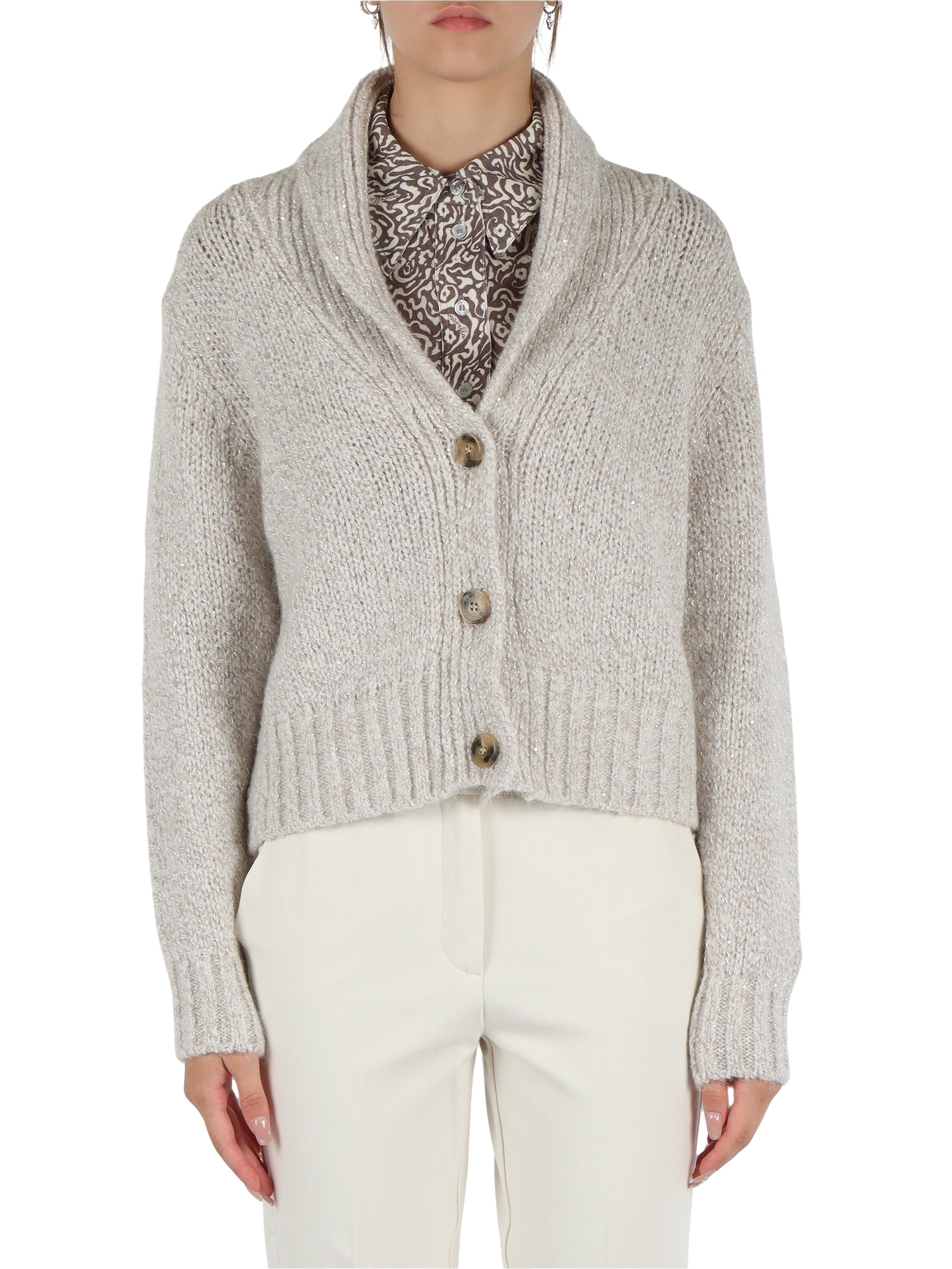 BEIGE | MONOCHROME: Cardigan in misto mohair DUMBO