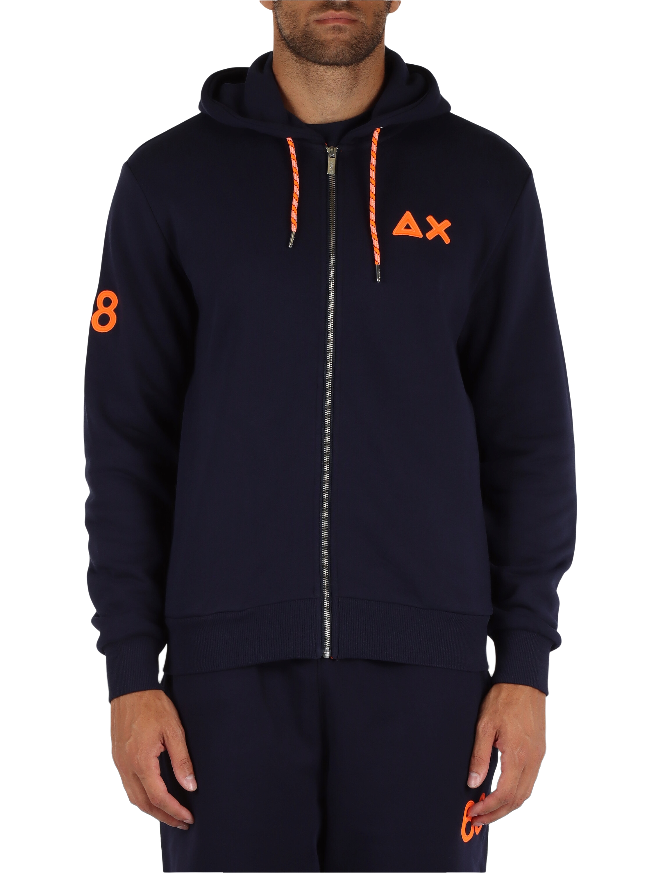 BLU SCURO | Felpa in misto cotone con zip e cappuccio BLU SCURO | Felpa in misto cotone con zip e cappuccio