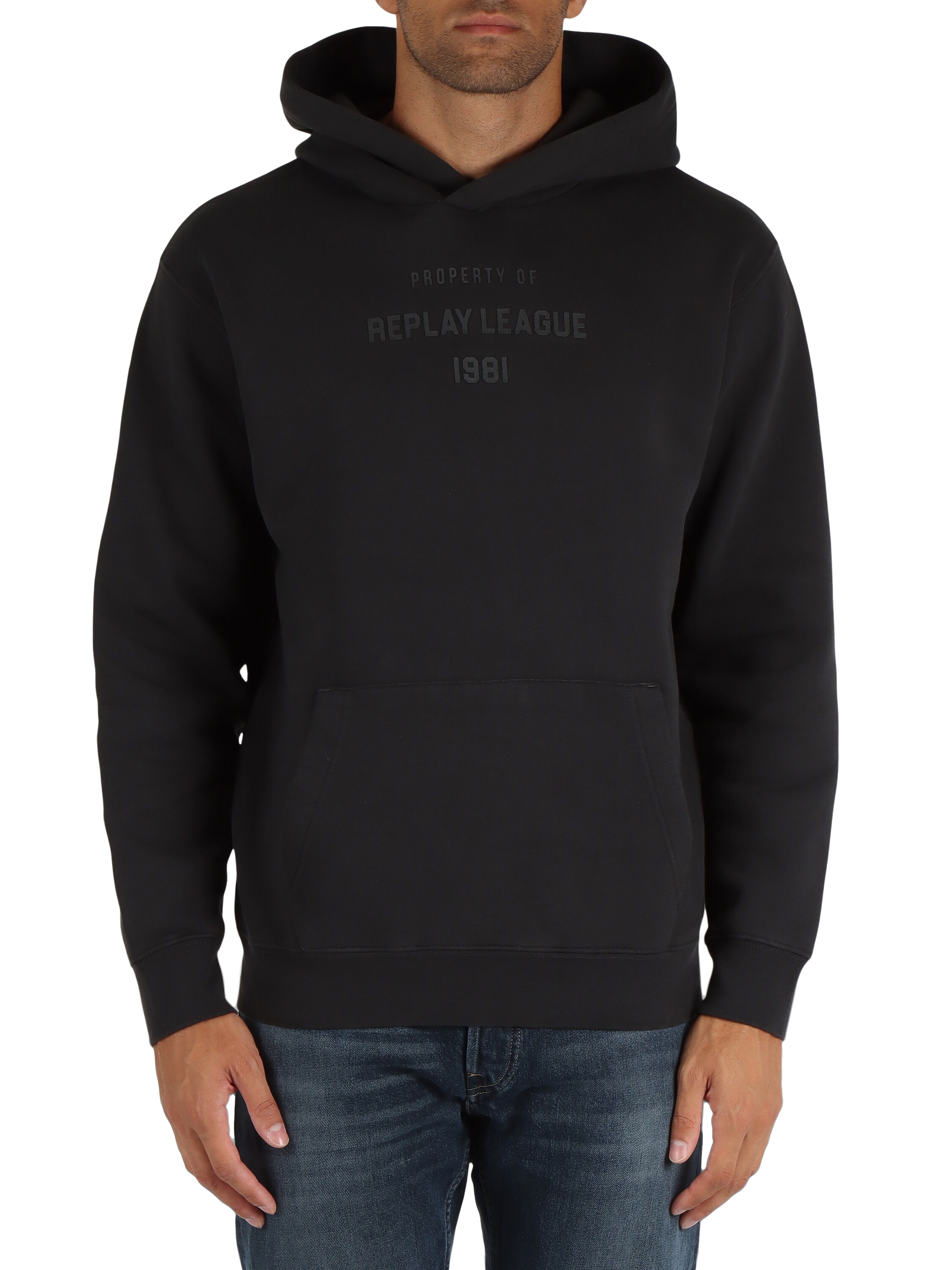 NERO | Felpa slavata Premium Selection in misto cotone
