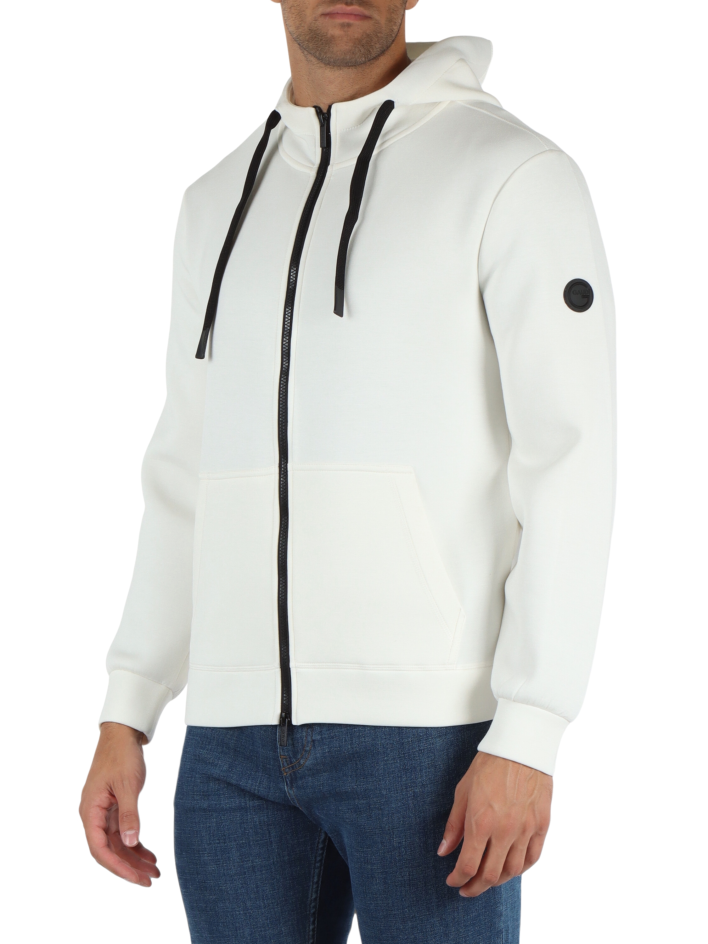 Felpa con zip in neoprene di misto viscosa