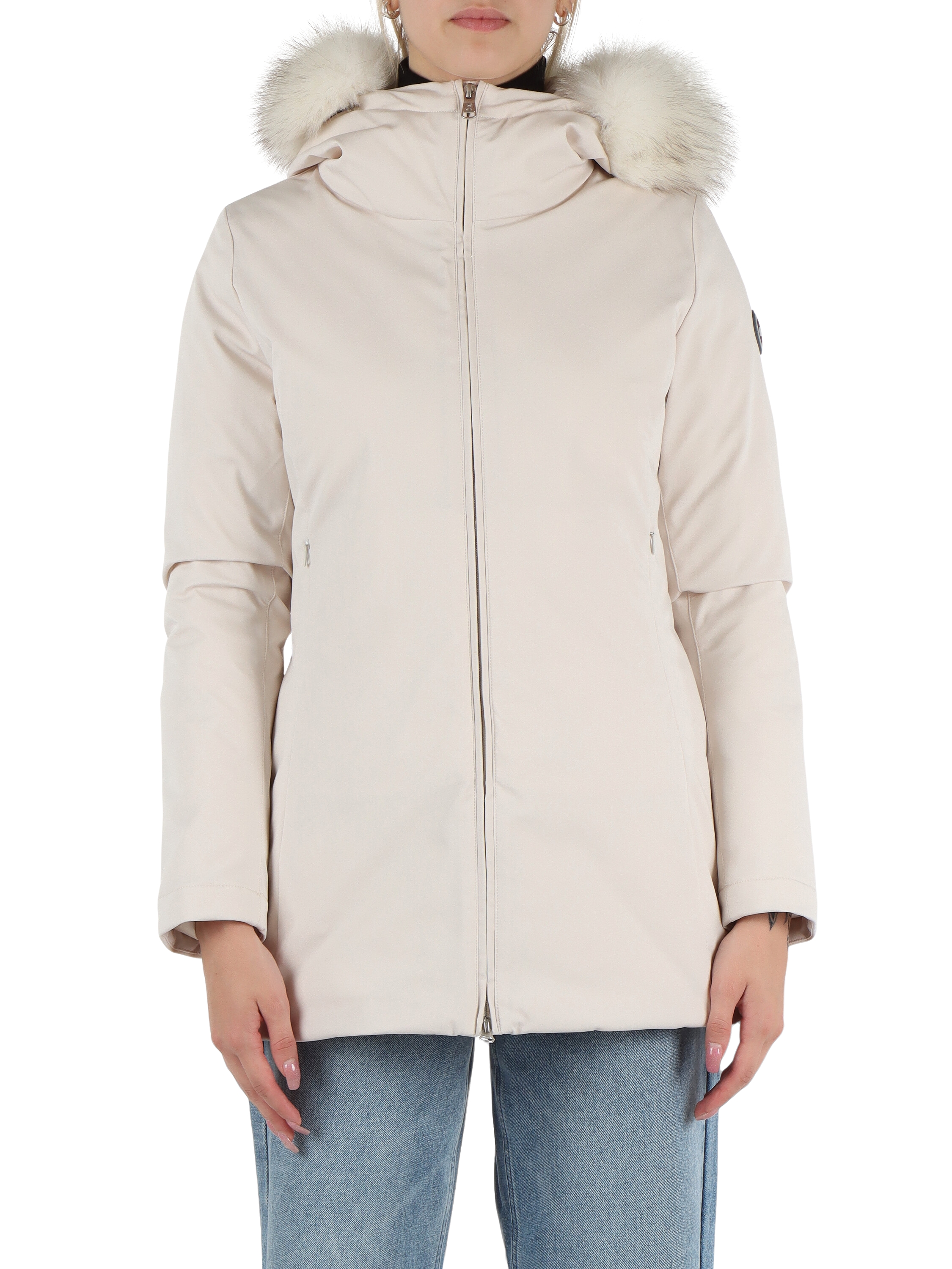 PANNA | Piumino in tessuto stretch PURENESS con dettaglio in pelliccia PANNA | Piumino in tessuto stretch PURENESS con dettaglio in pelliccia