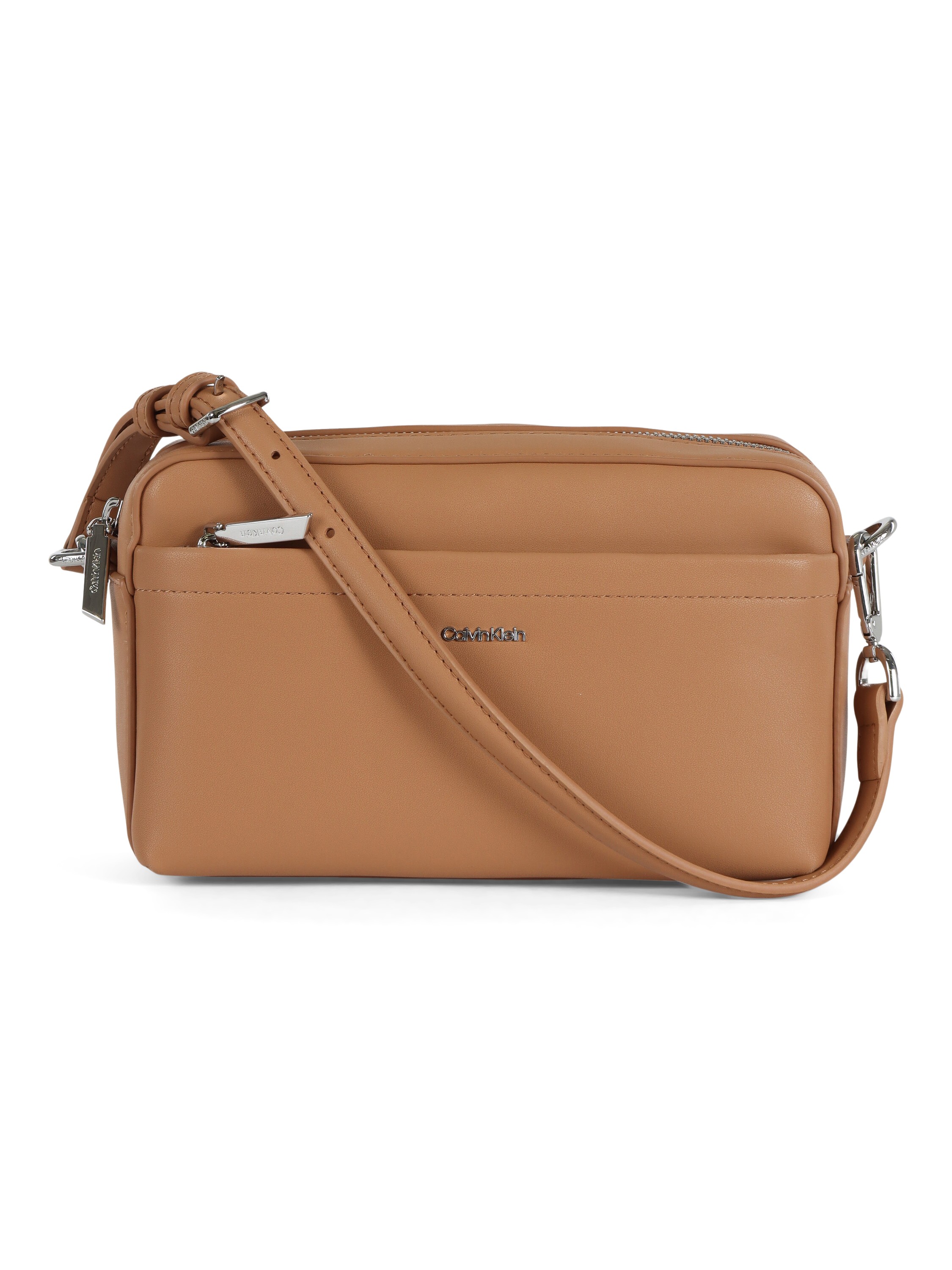 Borsa a tracolla in ecopelle con placca logo