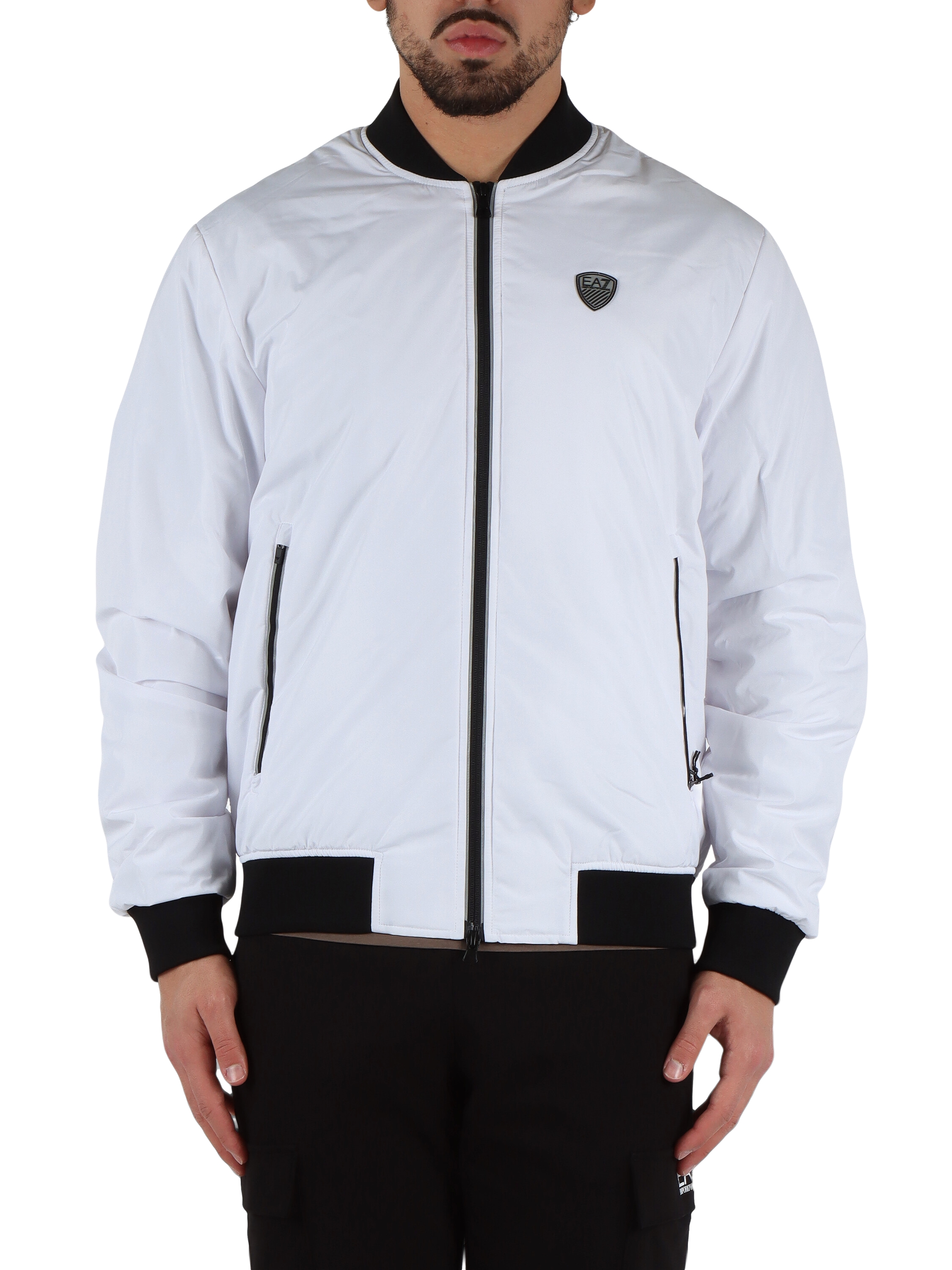 BIANCO | Giacca bomber regular fit con patch logo frontale