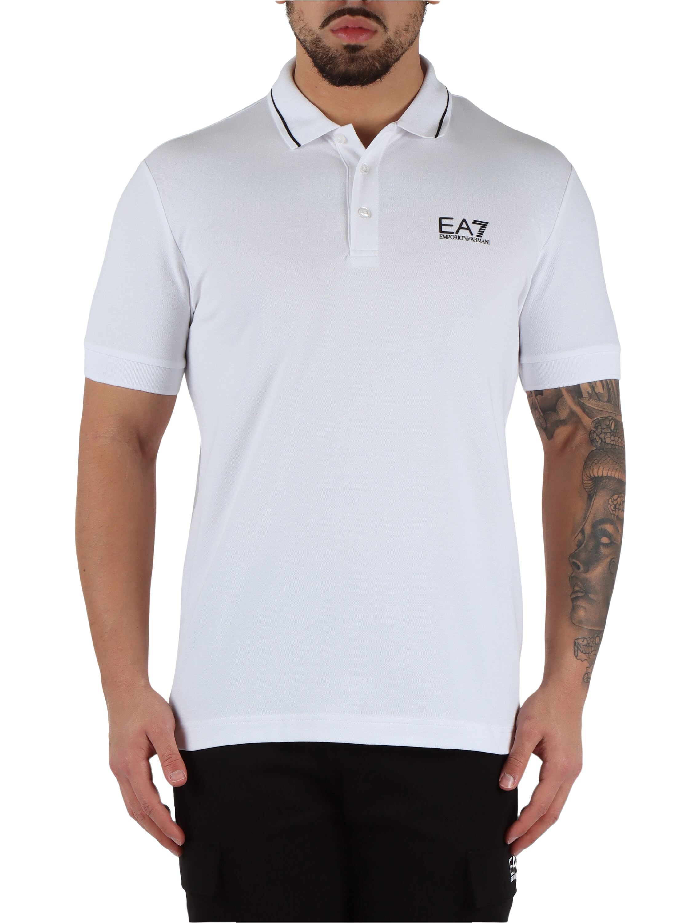 BIANCO | Polo slim fit in cotone piquet con stampa logo BIANCO | Polo slim fit in cotone piquet con stampa logo