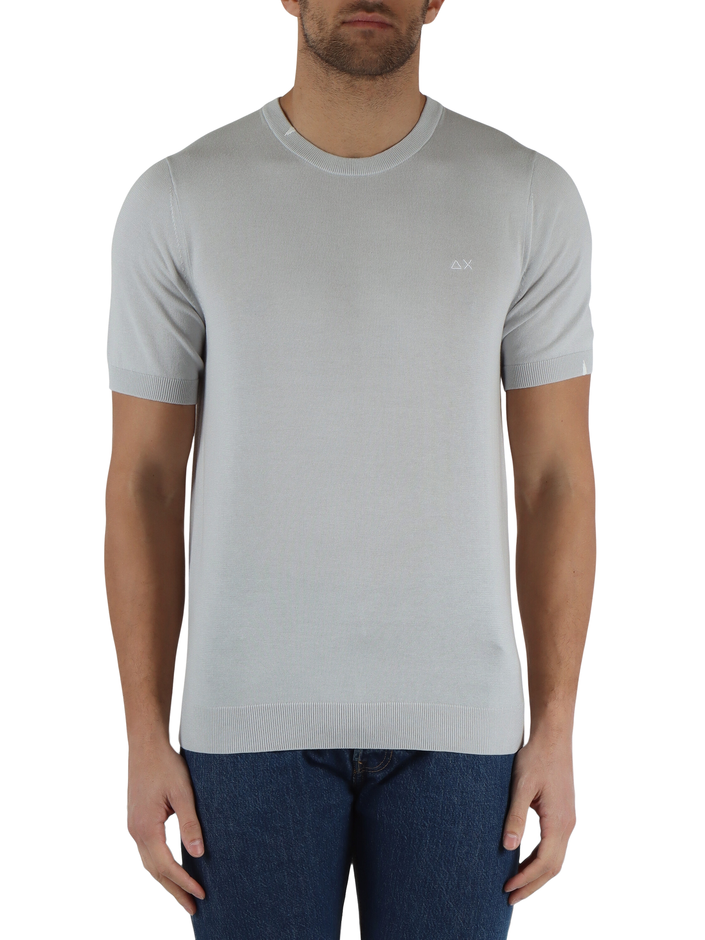 GRIGIO CHIARO | Maglia a maniche corte in cotone con ricamo logo GRIGIO CHIARO | Maglia a maniche corte in cotone con ricamo logo