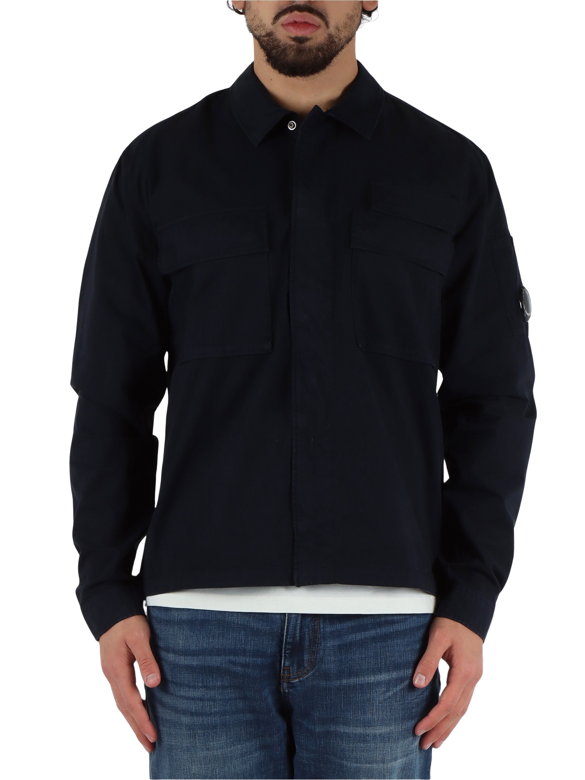 BLU SCURO | Giacca camicia in cotone con zip BLU SCURO | Giacca camicia in cotone con zip