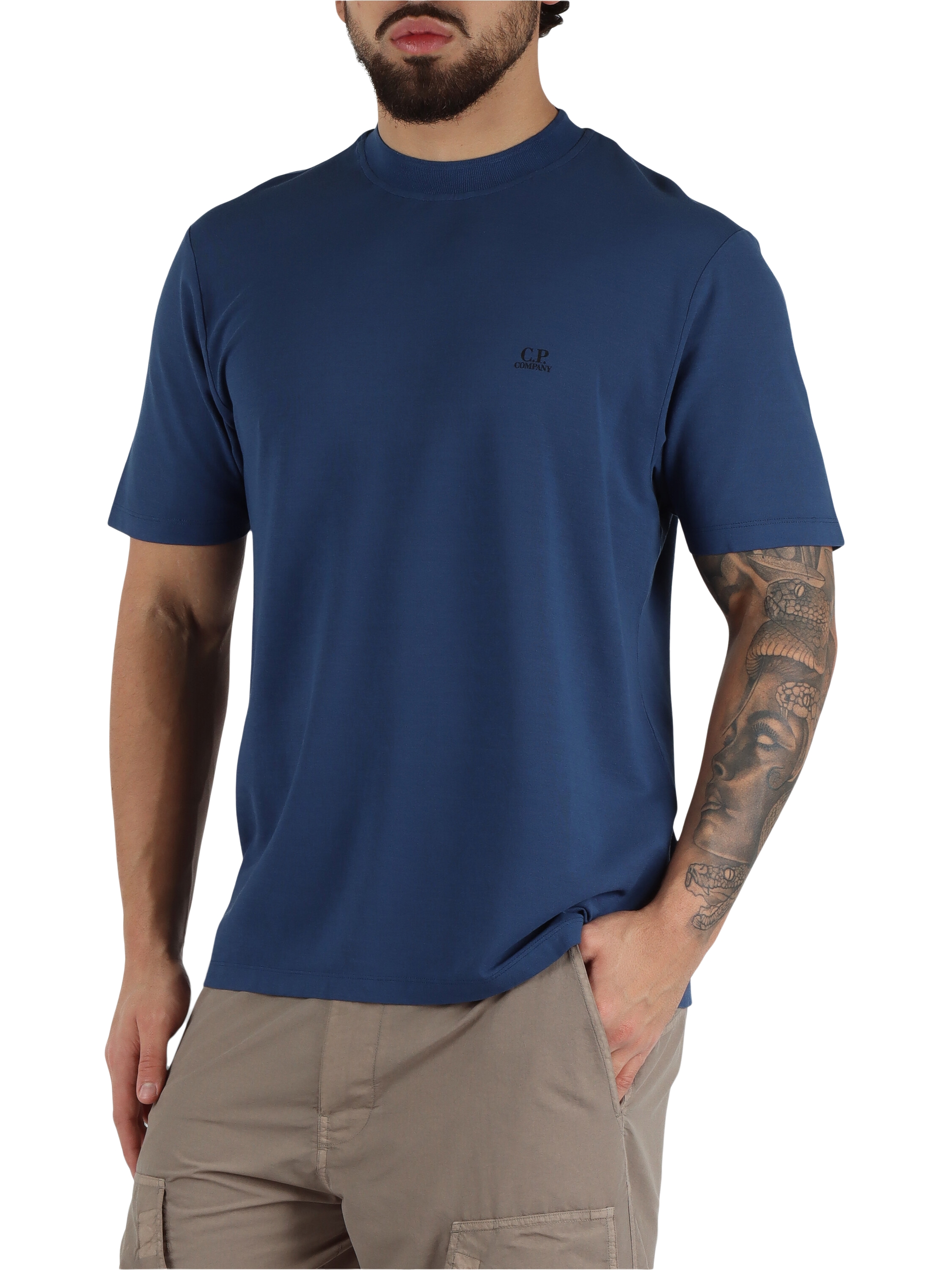 T-shirt in cotone con stampa logo frontale