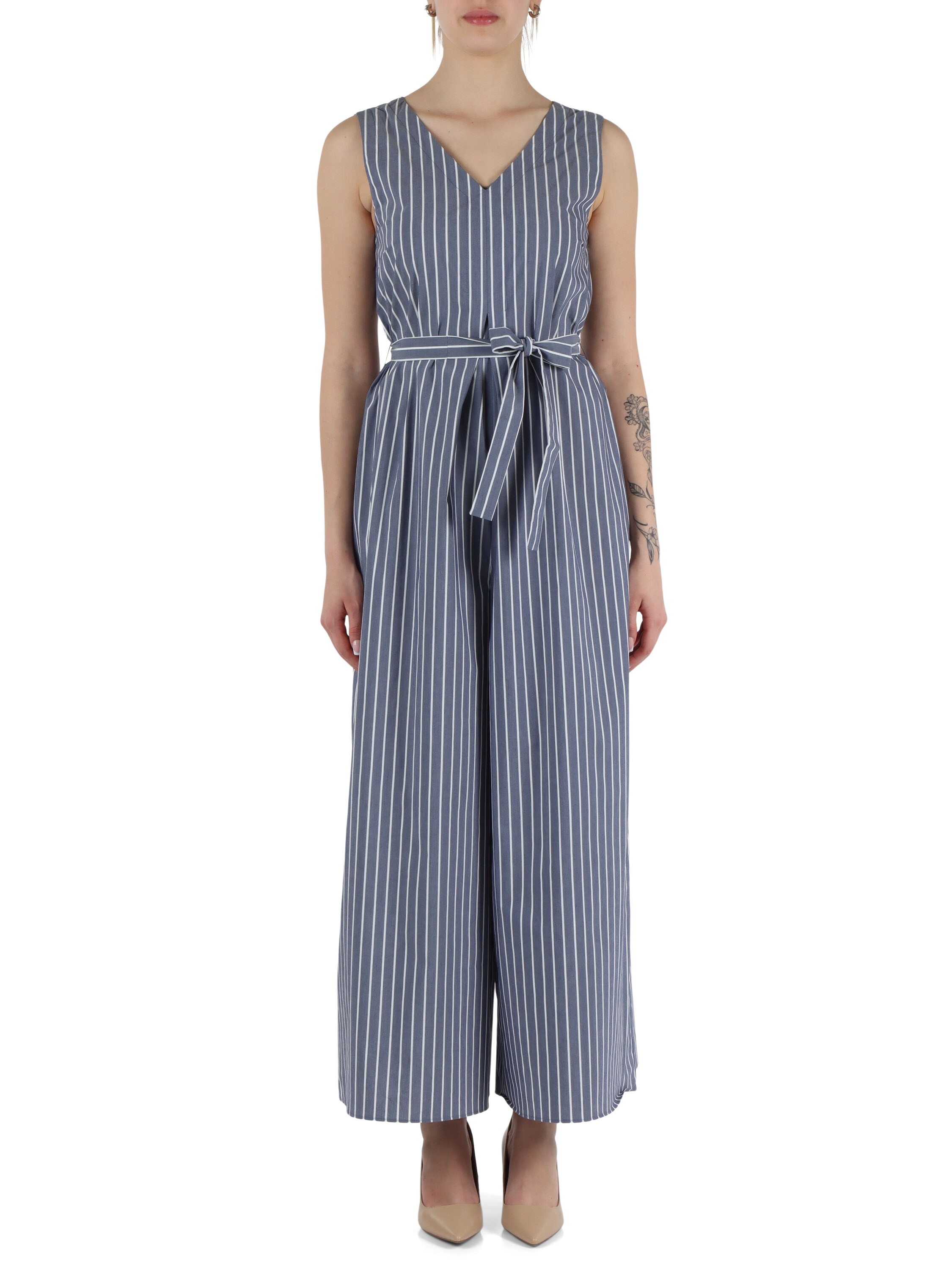 Tuta intera in popeline TONACA con cintura - Main Image