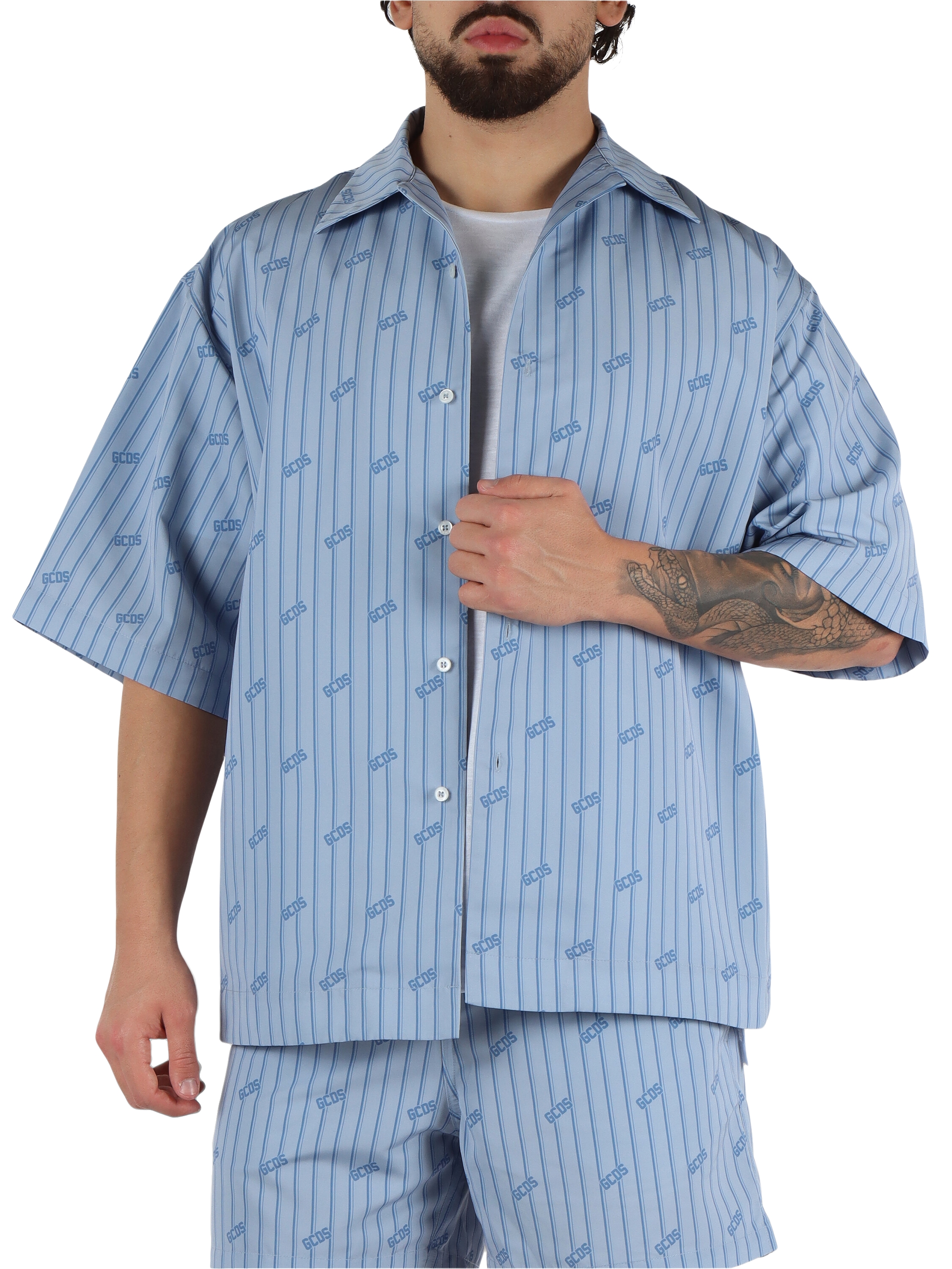 Camicia bowling con stampa logo all over