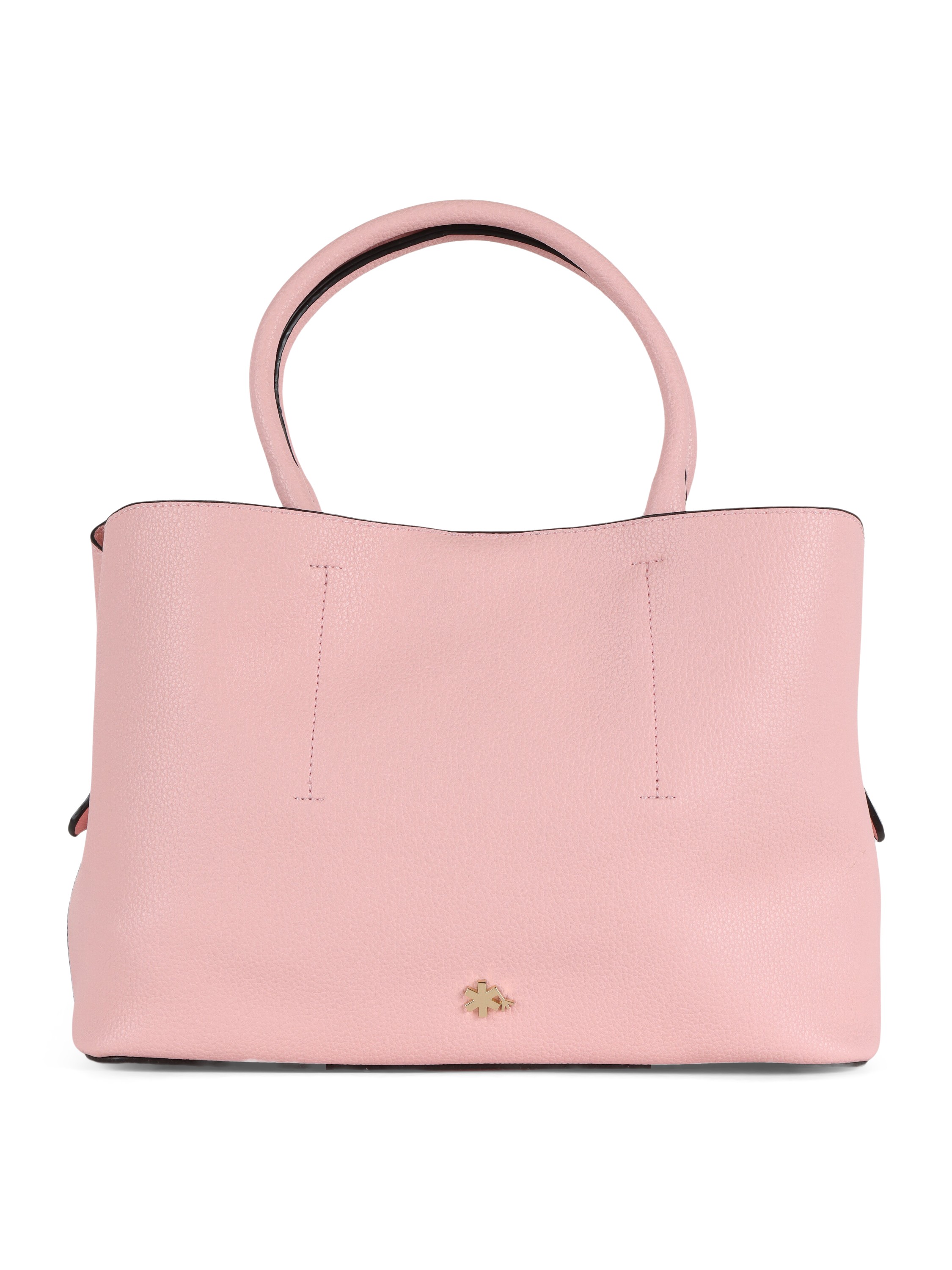 ROSA | Borsa a mano effetto martellato con placca logo