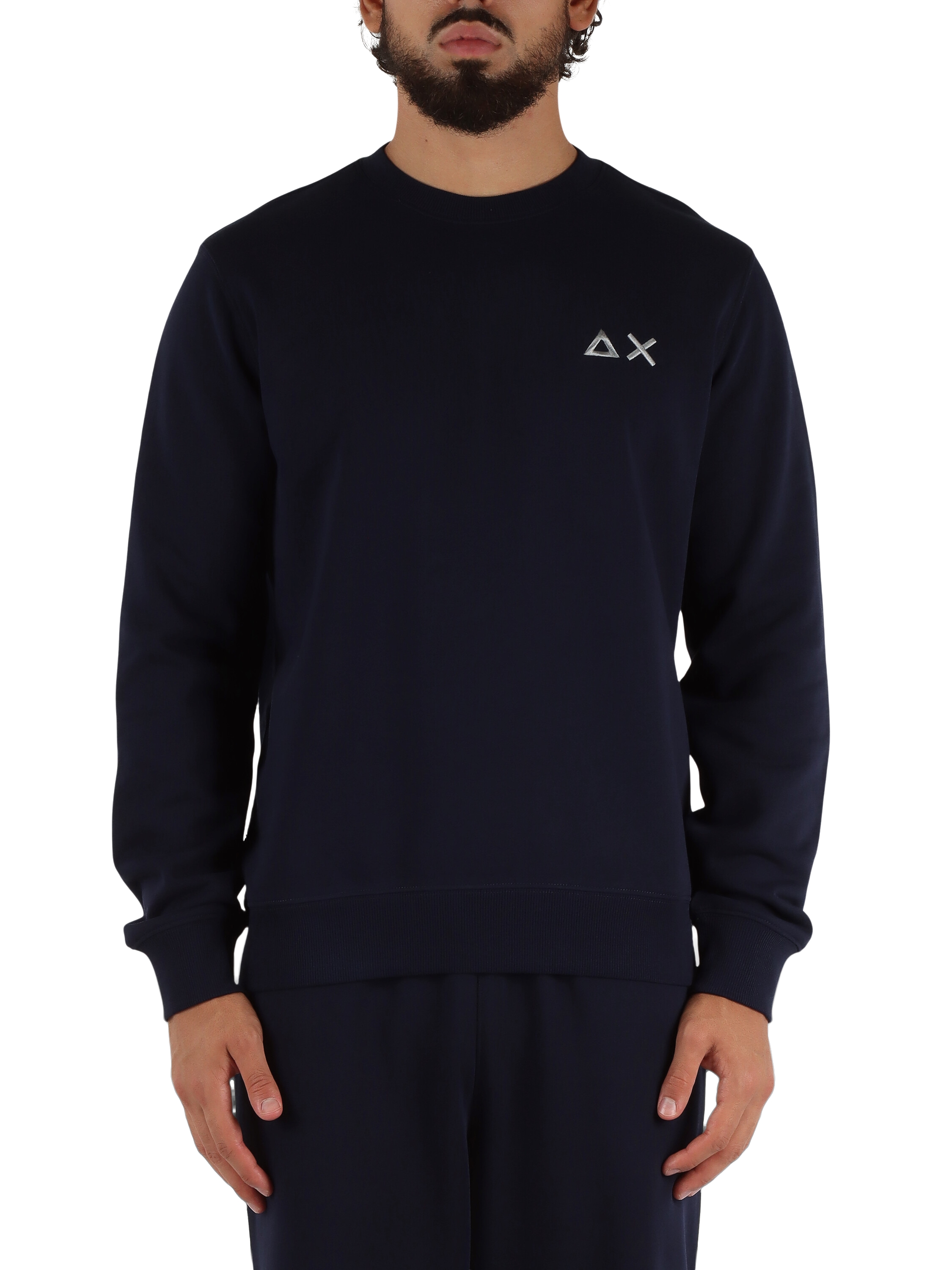 Felpa girocollo in misto cotone con ricamo logo