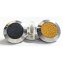 2 T06 Stainless Steel Tactile indicators. One with black carborundum insert and one with yellow carborundum insert