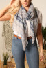 Blue floral stripe scarf