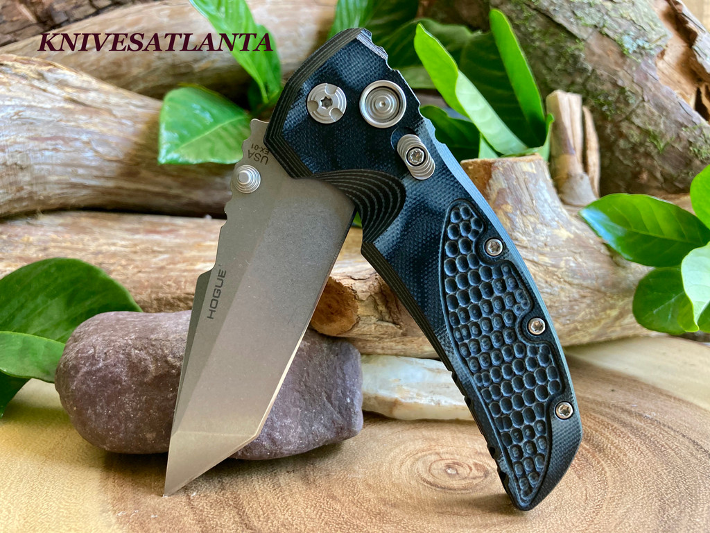 Hogue  EX-01 Manual Folder: 3.5" Tanto Blade - Tumbled Finish, G-Mascus Black G10 Frame