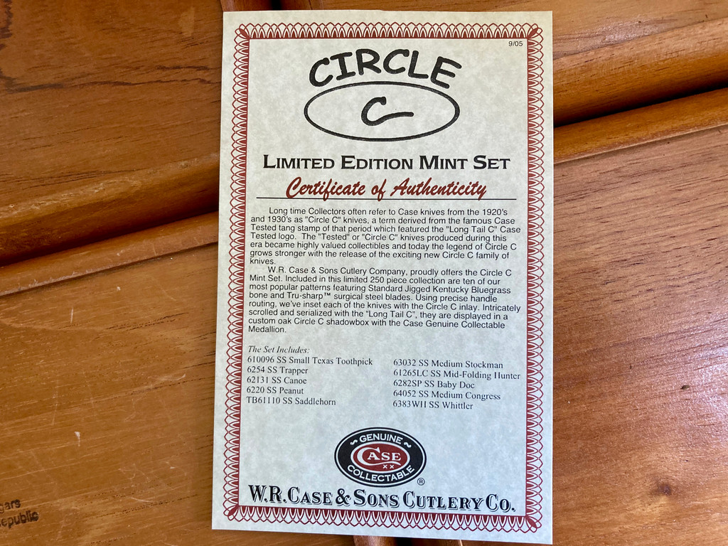 Case Circle C  ~ Limited Edition Mint Set ~ 2005 ~ Vintage