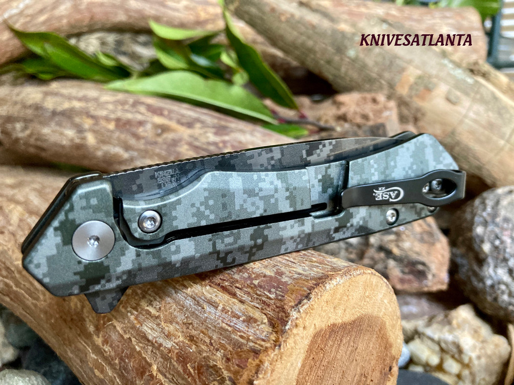 Case Custom Kinzua Flipper ~  3.4" CPM-S35VN Digital Camo DLC Spear Point Blade, Green Digital Camo Aluminum Handles, Frame Lock