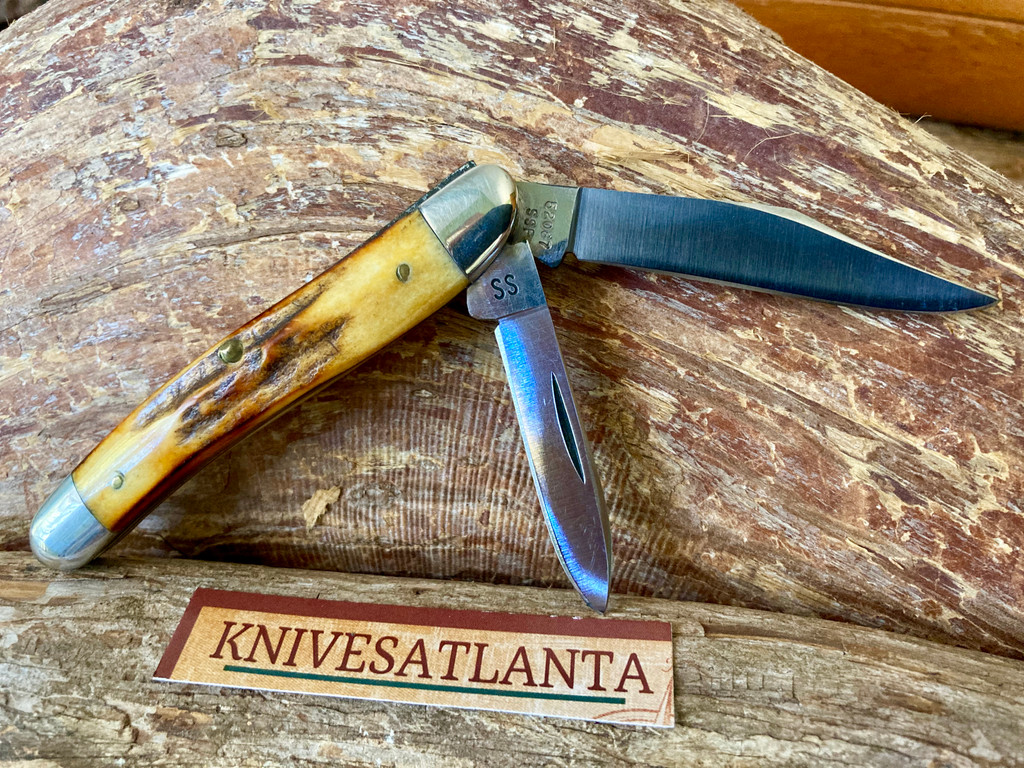 Case XX USA 1977 52087 SS Blue Scroll Stag Serpentine Jack Knife ~ Vintage