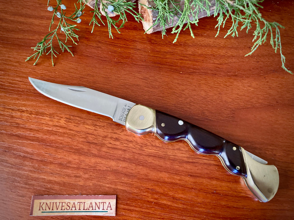  Schrade USA LB7 ~  Hunter Lockback ~ Custom Finger Grooves ~ Vintage