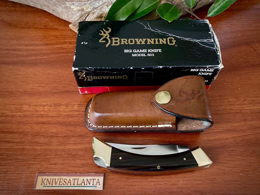BROWNING BIG GAME KNIFE MODEL 503 WITH LEATHER SHEATH ~ Vintage