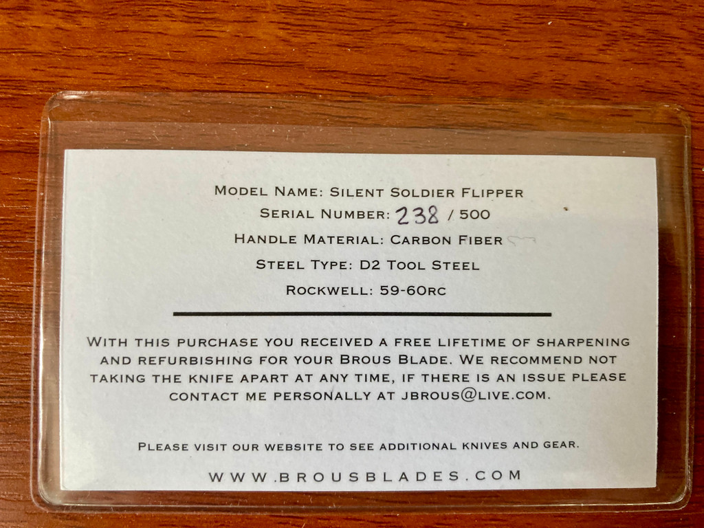 Brous Blades ~ Silent Soldier Flipper (Carbon Fiber Edition) 