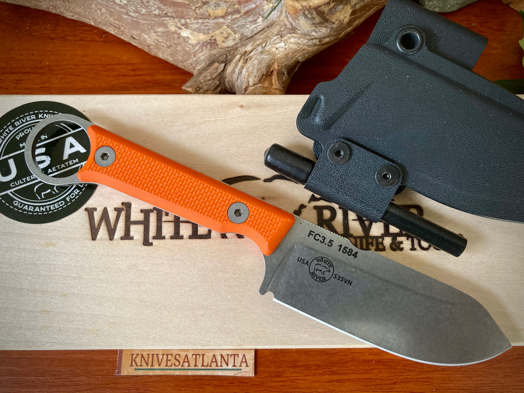 WHITE RIVER KNIVES FIRECRAFT  3.5 PRO ~ ORANGE TEXTURED G10 HANDLE