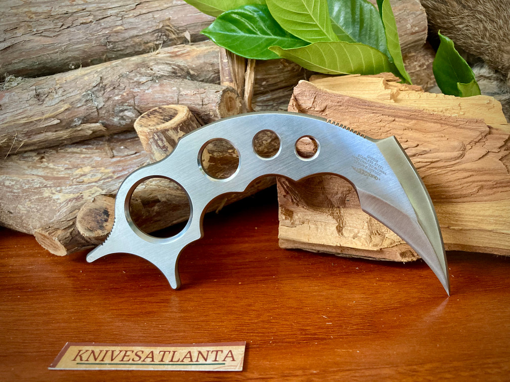 Hibben CLAW II Belt Knife ~ Stainless Handle ~ Leather Belt Sheath 