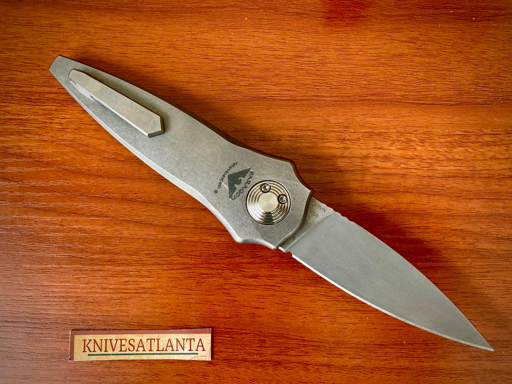 Paragon Warlock Folding Knife Titanium (3.9" Single Edge Stonewash)