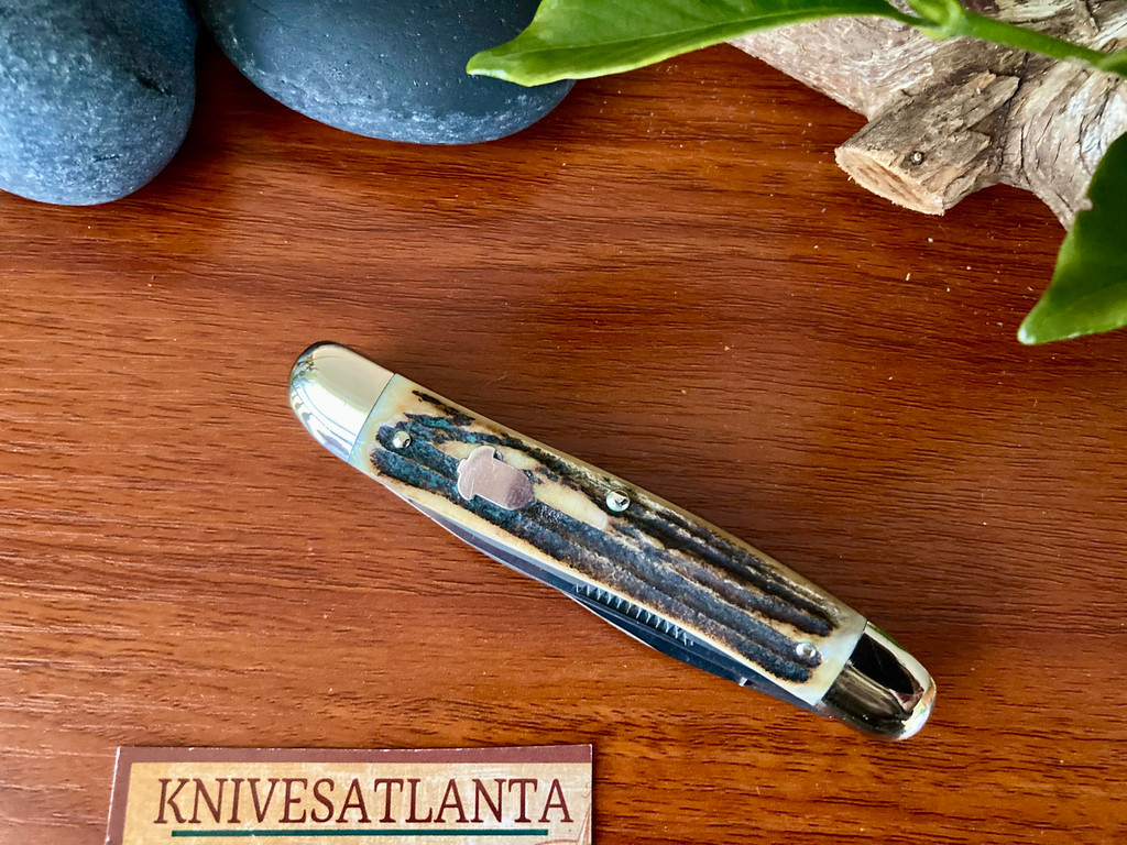 Bulldog Brand "Pit Bulls" Knife ~ Stag ~ Vintage 1993