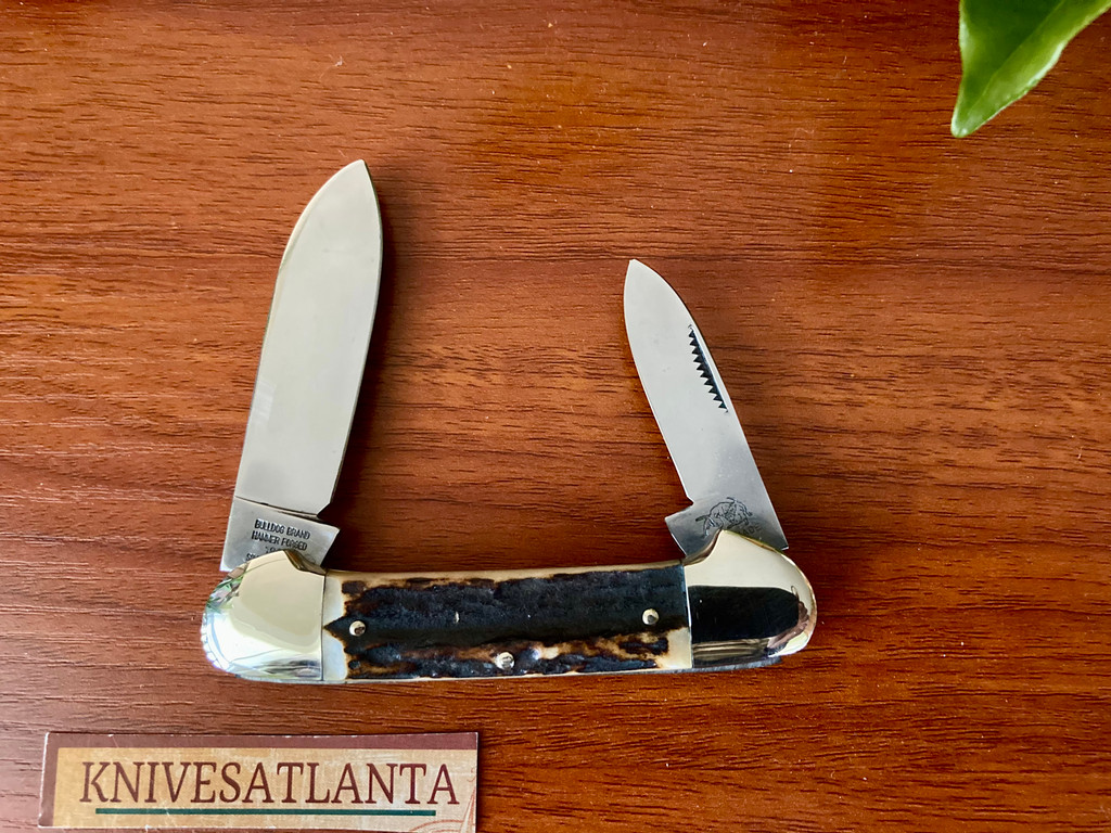 Bulldog Brand Pit Bulls ~  Stag ~ Canoe knife ~ Vintage 1993
