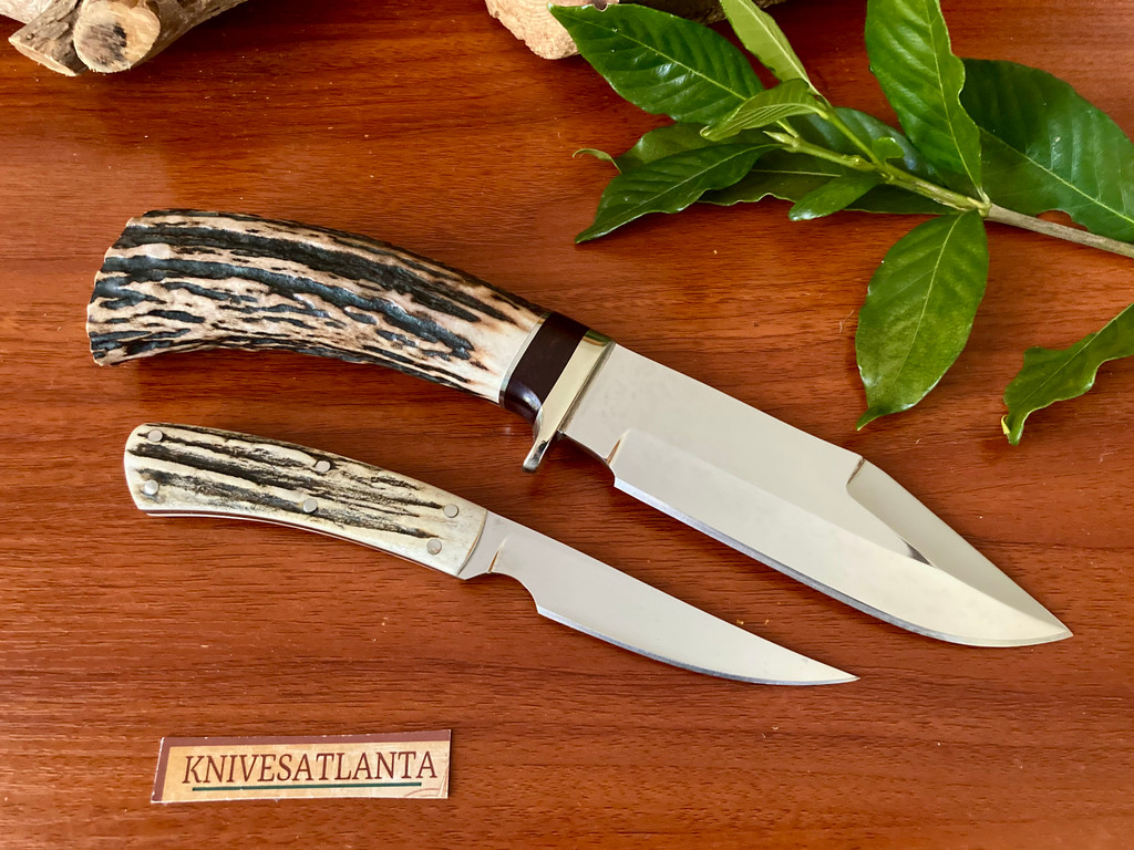 Jerry Snell Custom ~  2 Knife Set ~ Stag Hunter - Bird & Trout