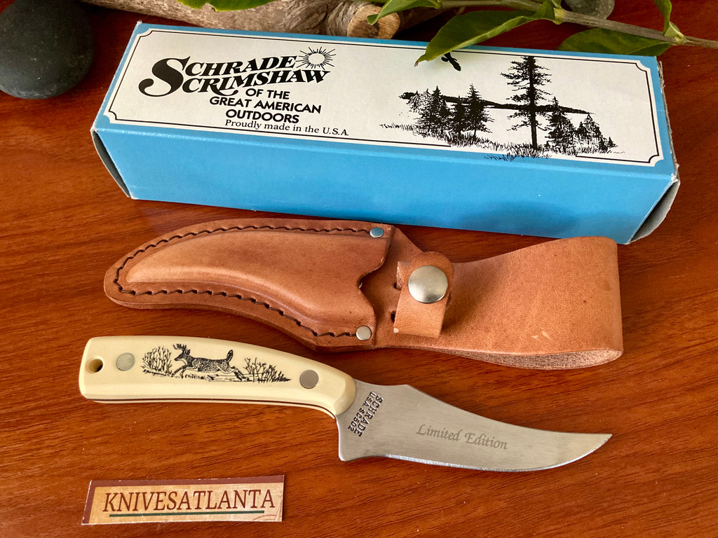  Schrade 502SC  Fixed-blade Scrimshaw "Sharpfinger" ~ Vintage