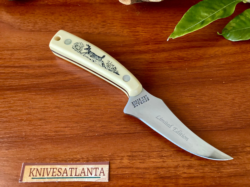  Schrade 502SC  Fixed-blade Scrimshaw "Sharpfinger" ~ Vintage