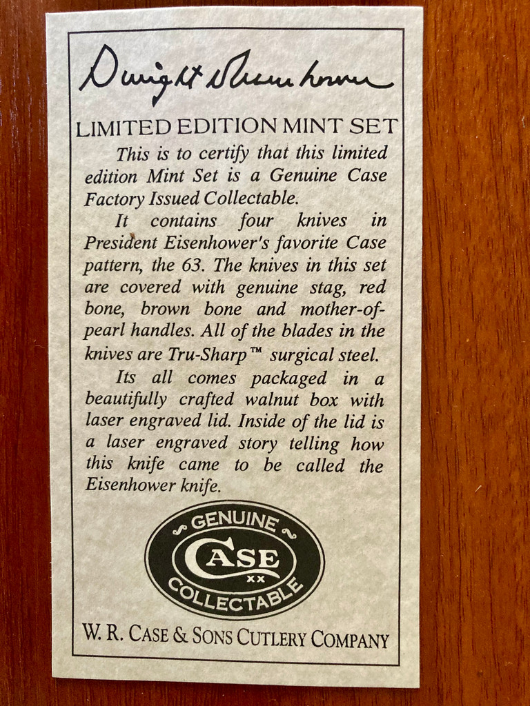 Case XX Dwight Eisenhower Limited Edition Mint Set ~ Vintage 1996