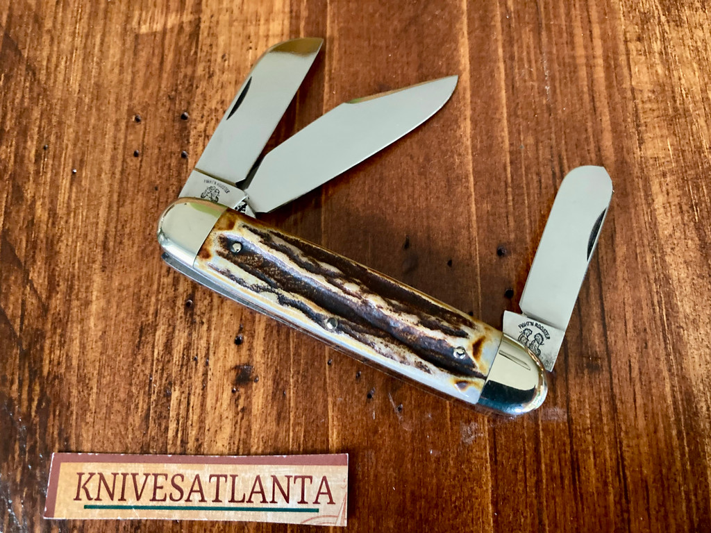Fight'n Rooster Stag Whittler ~ Flint River Knife Club 1985 ~ Vintage