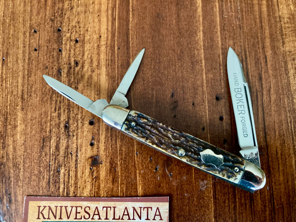 Boker Hand Forged Stag Split Back Whittler ~ Vintage