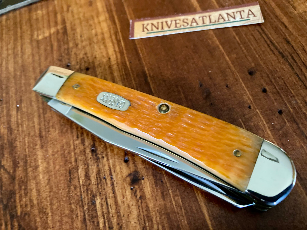 Case XX Orange Jigged Bone Trapper ~ Vintage 1996