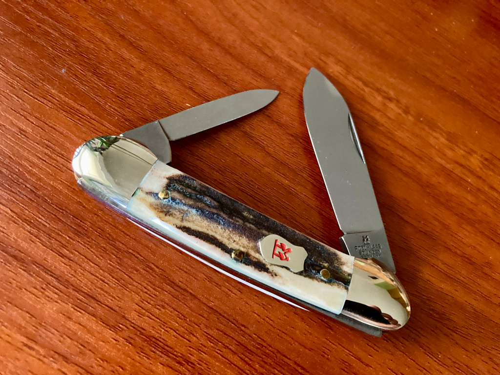 Kissing Crane 2506 Stag Canoe Knife ~ Germany ~ Vintage