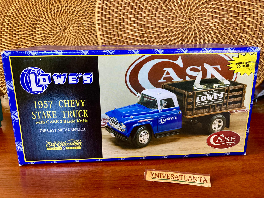  ERTL Prestige Series   Blue 1957 Chevrolet Lowe`s Stake Truck/Without Knife ~ Vintage 2000 