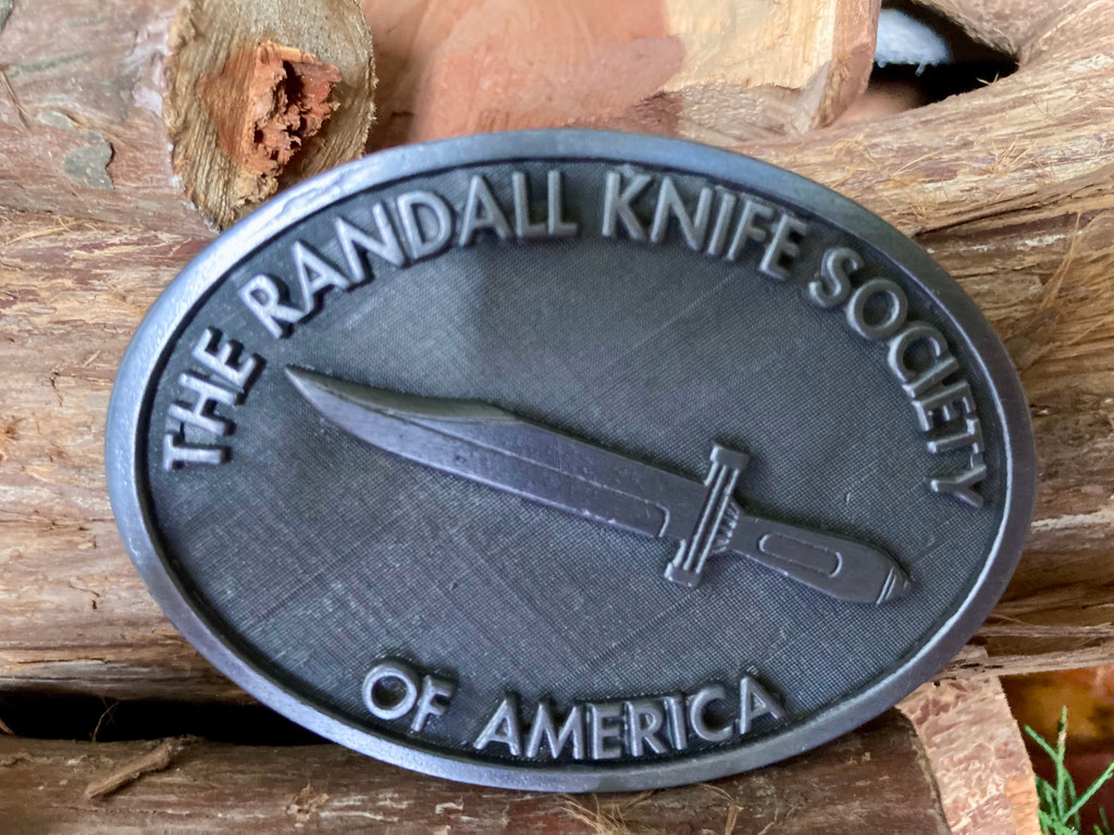The Randall Knives Society of America Pewter Belt Buckle ~ Vintage 1989