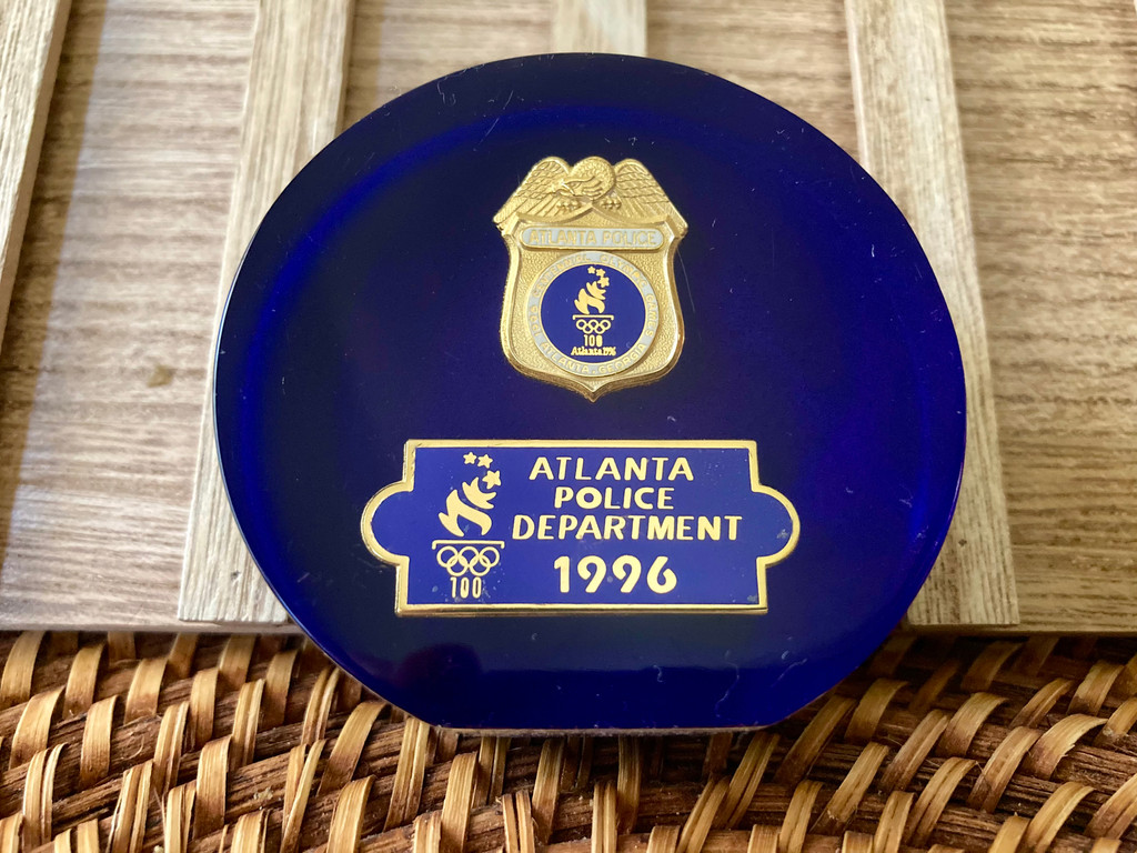 Atlanta Police Department  2-Pin Set ~ 1996 Olympic Games in Lucite ~ Vintage