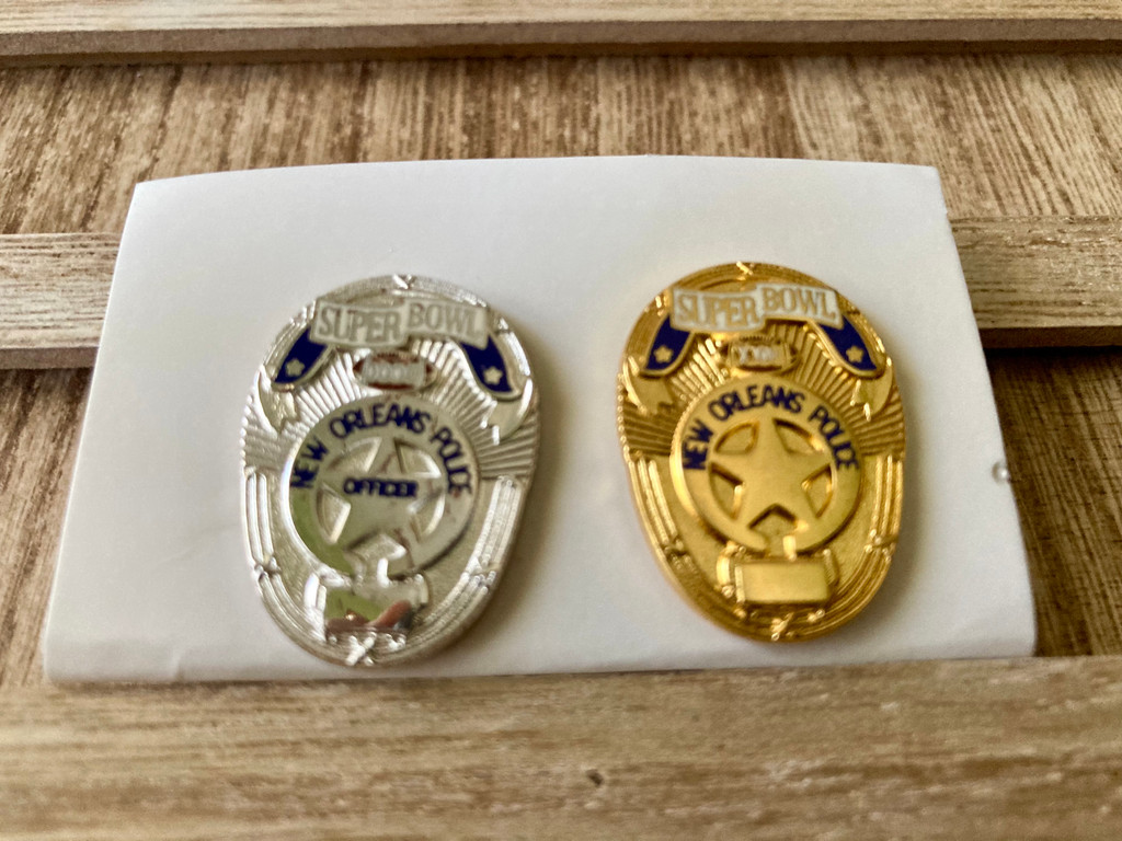 New Orleans Police Department Commemorative Gold & Silver Pins ~ Super Bowl XXXI (1997)  ~ Vintage