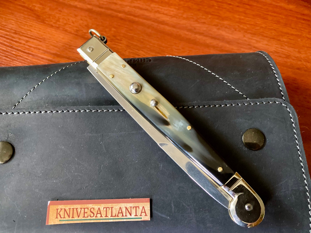  A.G.A. Campolin 12" Sicilian Ring Pull ~ Brazilian Horn ~ Traditional Italian Switchblade 