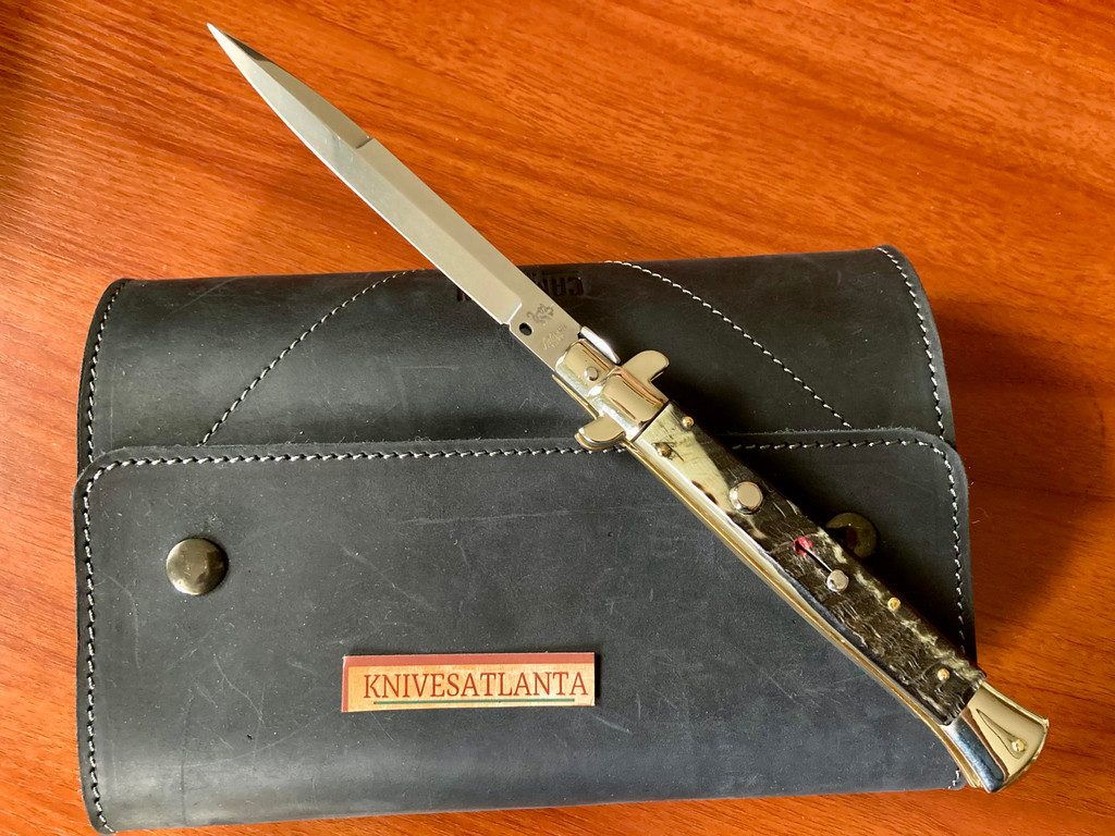 Latama Walt's  11" Picklock Ram Horn Bayonet Automatic Stiletto Switchblade ~