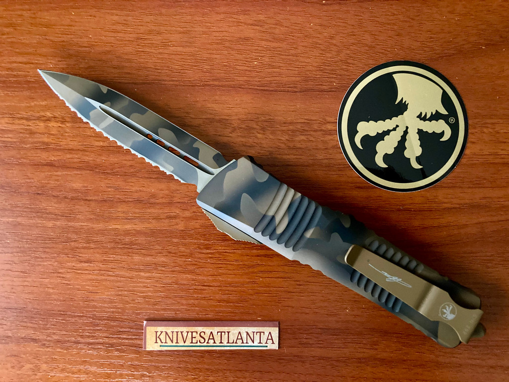 Microtech Combat Troodon D/E Coyote Camo Full Serrated (OTF) Automatic